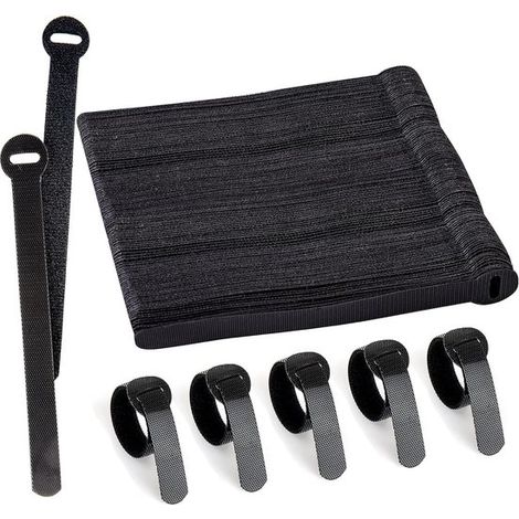 200 fascette per cavi nere riutilizzabili con velcro, regolabili e dotate di fibbia. Chiusure in velcro resistenti per cavi TV, cavi PC e per organizzare la scrivania.