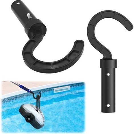 Crochets pour perche de piscine lot de 2 - fixations 24 x 11 x 2,9 cm, noires (1/5)
