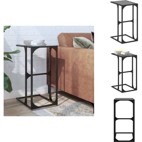 Table d'appoint avec verre noir 40x30x61,5 cm acier - Table D'appoint - Table Basse - Meuble De Salon - Table D'extrémité - Design Industriel (1/5)