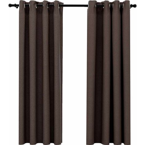 Rideaux occultants,Rideaux anti-lumière Aspect lin avec œillets 2 pcs Taupe 140x175cm CFW30556 (1/5)