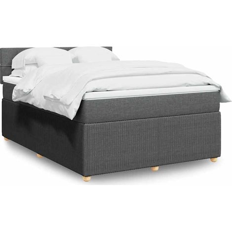 Boxspringbett mit Matratze Dunkelgrau 140x190 cm Stoff