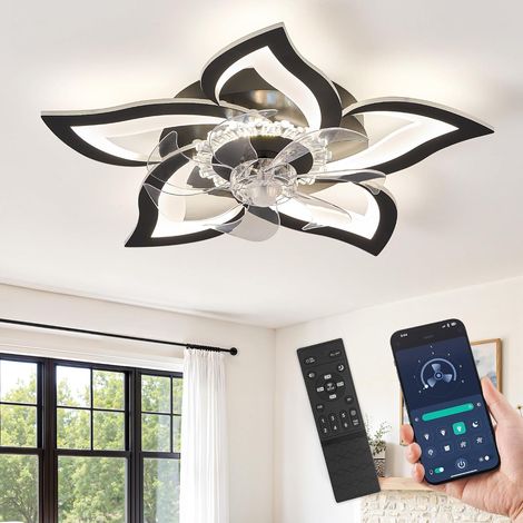 Ventilatore da soffitto lampadario, plafoniera silenziosa con motivo floreale da 69 cm, motore CC reversibile a 6 velocità, LED dimmerabile, APP Bluetooth per camera da letto, cucina e sala da pranzo, (1/5)