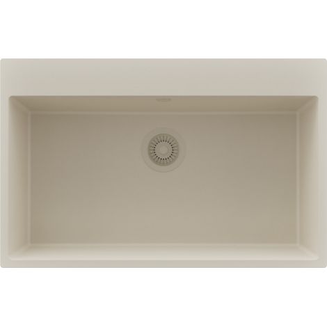 PRIMAGRAN Evier Cuisine en Granit 78x50cm,Lavabo 1 bac + Kit de Vidage, Évier à Encastrer au meuble 80cm - Riga, Beige (1/5)