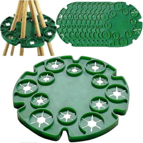 Lot de 10 supports de plantes en bambou, capuchons de protection en plastique pour tiges de pois, haricots, tomates et plantes grimpantes, plateaux de cultureTJ (1/5)