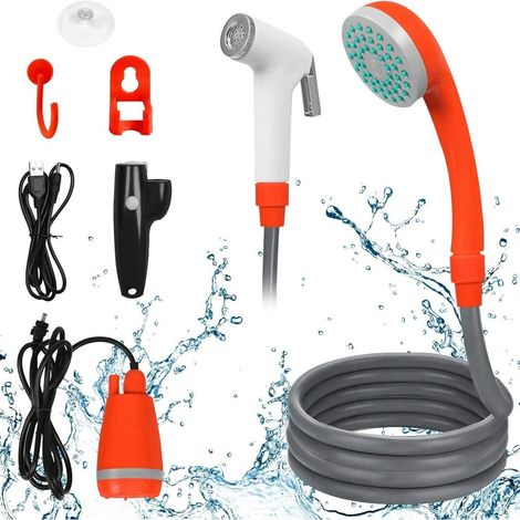 Douche de camping avec pompe, douche de camping portable avec batterie, kit de douche portable pour l'extérieur et l'intérieur, plage, voyage, lavage de voiture (1/5)