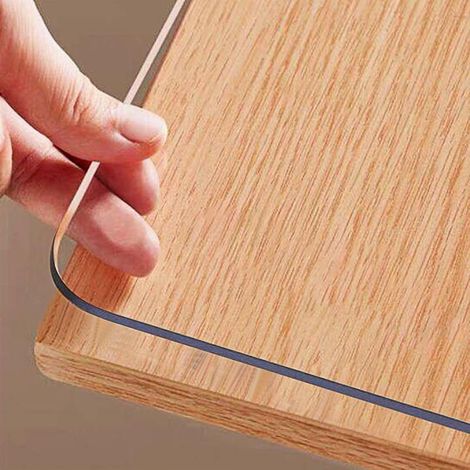 Mantel transparente grueso de 1,5 mm, 90 x 160 cm, protector de mesa resistente a las manchas para uso doméstico y exterior, fácil de limpiar y duradero. (1/5)