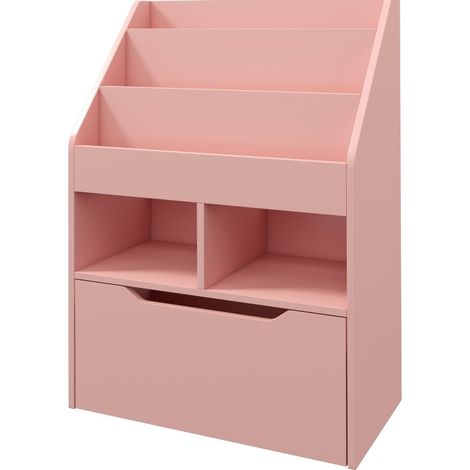 Librería infantil rosa con cajón y 5 compartimentos, 60 x 29,9 x 90 cm (1/5)