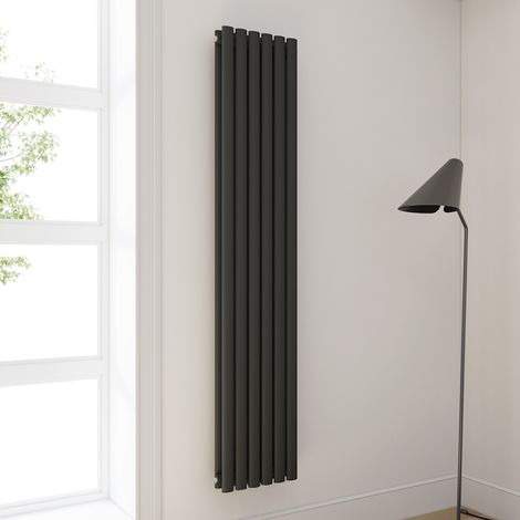 ELEGANT Heizkörper Anthrazit Doppellagig Röhrenheizkörper Oval Paneelheizkörper Vertikal 1800x354mm 1230Watt