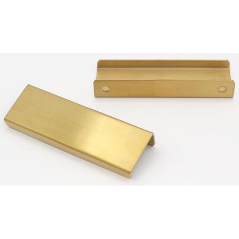 Maniglia per mobile da cucina, maniglia incassata color oro, maniglia a scomparsa per anta in lega di alluminio, 2 pezzi, interasse fori 96 mm (1/5)