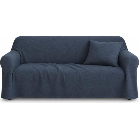 Housse de canapé et couvre-lit en coton mélangé bleu 170 x 280 cm (1/5)