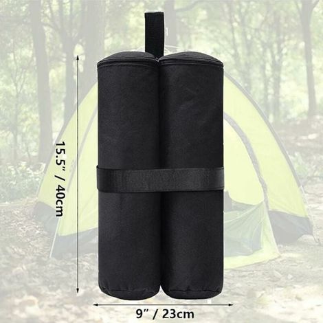 Lot de 4 sacs de lestage pour tonnelle - Pour auvent, tente - Sacs de lestage pour le sable - Pour extérieur instantané - Pieds lestés - Noir (style fermeture éclair, noir) (1/3)