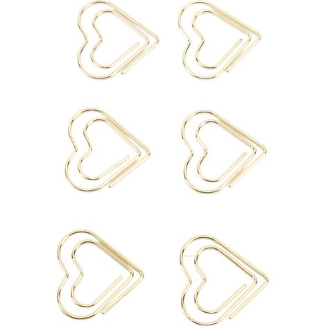 Lot de 100 trombones en forme de cœur, mignons et portables, en métal, pour l'organisation de vos documents. Forme de cœur doré. (1/5)