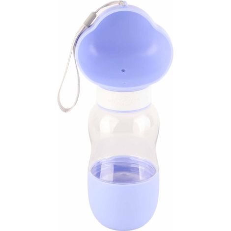 Bouteille d'eau portable transparente pour animaux de compagnie avec fonction de distribution d'eau, 350 ml et 200 ml, violet nuage, distributeur d'eau pour chien (1/5)