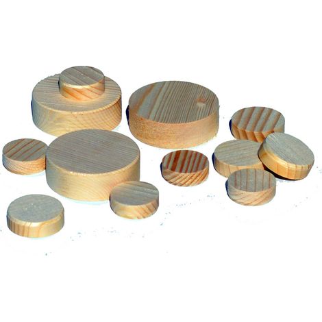 Tappi tondi in legno di abete lungo vena Ø 12 mm x sp. 8 mm