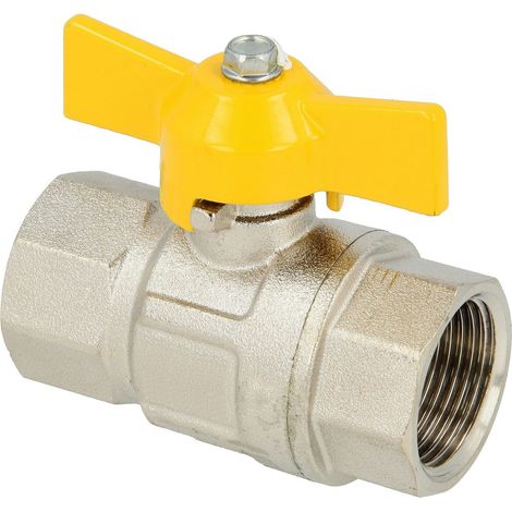 Robinet à bille gaz 3/8'' FF/FF avec poignée papillon