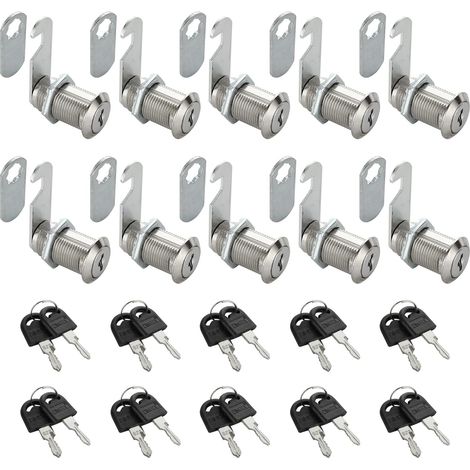 Lot de 10 Serrures Boîte aux Lettres 30mm Serrure Armoire Metallique, Barillet Boite aux Lettres en Alliage de Zinc avec 20 Clés pour Tiroir, Armoire, Placard, Boîte aux Lettres (1/5)
