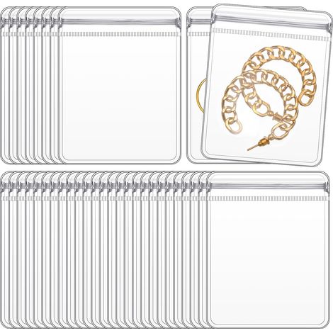Bolsas de plástico transparente para joyería de 6 x 8 cm, paquete de 200 unidades, bolsas herméticas de PVC con cierre autoadhesivo para pendientes. (1/5)