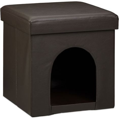 Casetta pieghevole per cani di piccola taglia e gatti 38 x 38 x 38 cm design minimalista pratico in ecopelle marrone 130008600