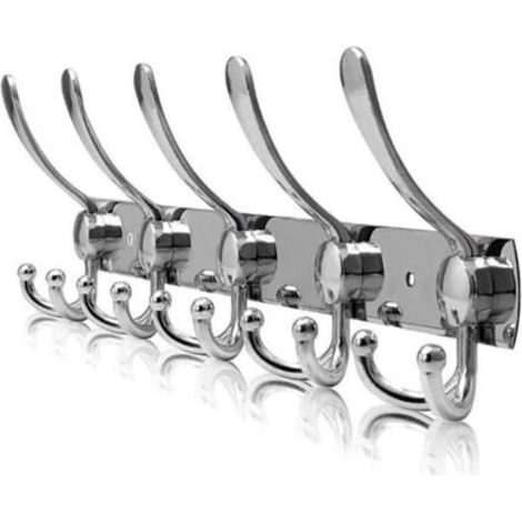 (Silver, 15 Hooks, 1pc) Stainless Steel Wall-Mounted Coat Rack, Coat Hooks Wall Mount for Coats Towels Bathrobes (1/5)