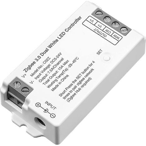 Contrôleur de bande lumineuse LED blanche double Zigbee 3.0 C02Z, compatible Bluetooth, application mobile, commande vocale (1/5)