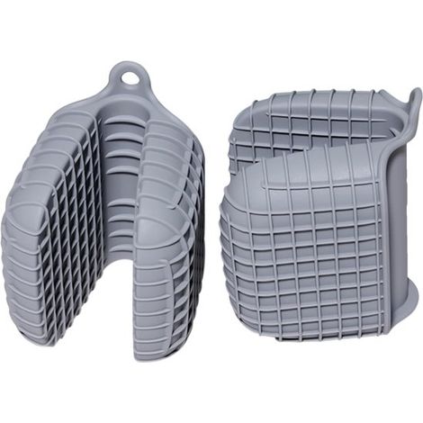 Mini-Ofenhandschuhe aus Silikon (2er-Set) – Grau Hitzebeständig bis 260 °C, rutschfest und spülmaschinenfest Für Küche, Backen und Grillen (1/2)