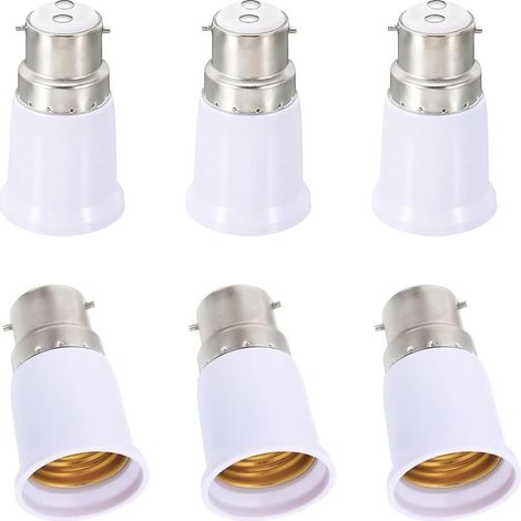 6 Pièces Adaptateur B22 à E27, Convertisseur Douille Baïonnette B22 to E27, Compatible avec Ampoules LED, Incandescentes, Adaptateur Culot Douille, Halogènes et CFL,Pour Éclairage Domestique et Bureau (1/5)