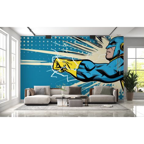 Papier peint pop art - héros masqué en plein élan - 150 x 250 cm (1/2)