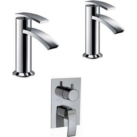Set miscelatori lavabo + bidet + incasso doccia con deviatore Jacuzzi  rubinetteria Ray ottone cromato per piletta click clack (1/5)