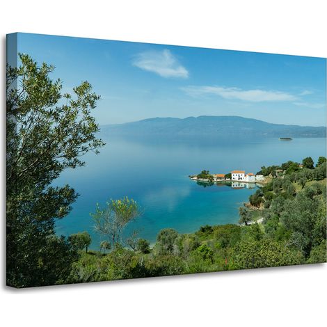 Leinwanddruck Naturmotiv: Berggipfel und Meer, 90x60