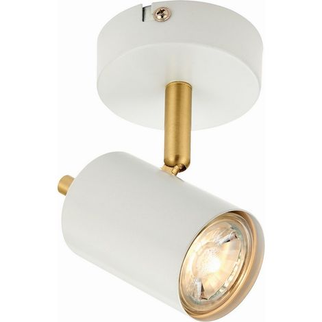 Endon Gull - 1 Faretto Luce Vernice Bianca Opaca, Oro Spazzolato Satinato, GU10