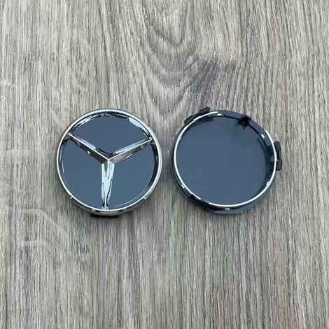 Radkappen (60 mm) für Mercedes CE GLK GLC CLS ML ABR, schwarzes Dreieck-Logo in der Mitte der Felge, 4 Stück schwarz (1/4)