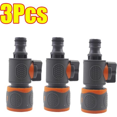 (B Lot de 3) Raccord rapide pour tuyau d'arrosage 16 mm, vanne d'arrêt, embout de raccordement rapide pour tuyau d'irrigation, arrêt d'eau (1/5)