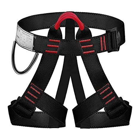 Climbing Harness, Climbing Harness, Guide Harness, Safety Belts for High Level Mountaineering Rescue Caving Climbing Rappelling Half-Body Equipment (Black) (1/5)