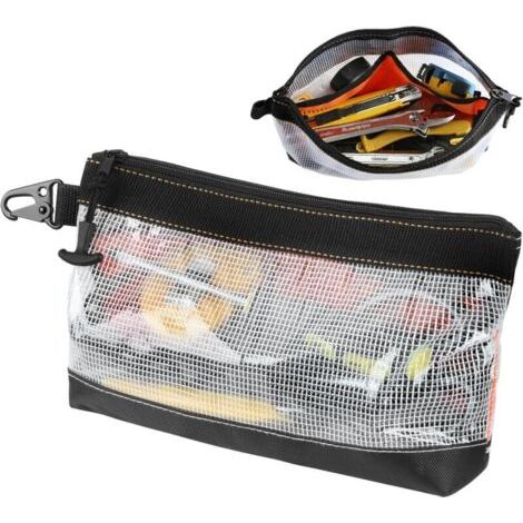 Pochette Zippée Sac a Outils Matériau Pvc Transparent Rangement Outils Étanche Et Antistatique Trousse Crochet En Métal Sacoche Avec Fermeture Éclair (1/4)