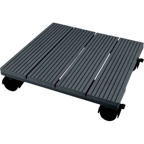 NATURE Tablette a roulettes pour plantes - Bois composite - H7 x 30 x 30 cm (1/4)