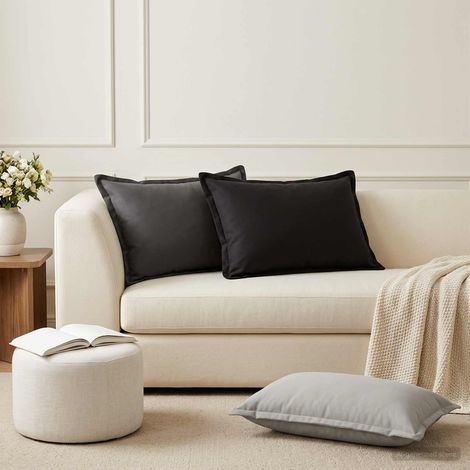 Irovami Lot de 2 housses de coussin, gris, polyester, 50x70 cm (1/5)