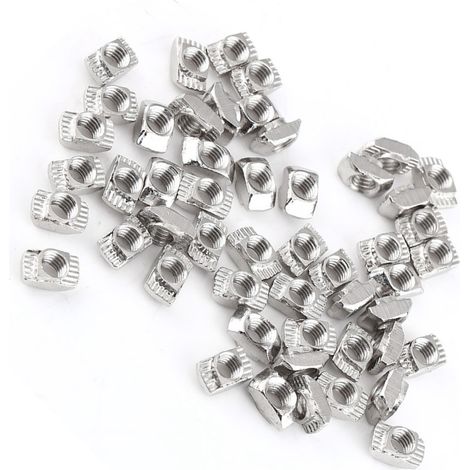 Écrou marteau à tête en T en acier au carbone nickelé pour profilé aluminium (EU20 M4x10x6) - Fixation robuste (1/5)