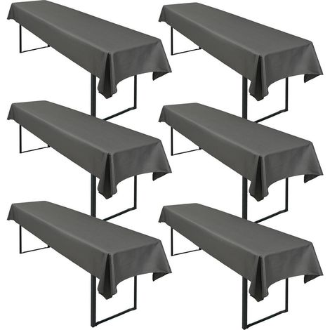 6er-Pack Biertisch Tischdecke 250x100cm Dunkelgrau Wasserfest Gebürstet