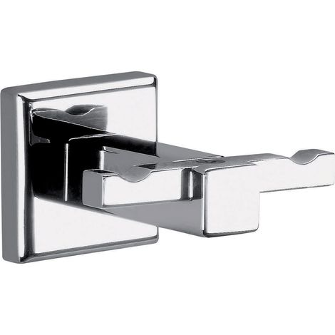 Gedy Doppio Appendiabiti da Parete Colorado in Acciaio Inox e Cromall, Appendi Accappatoio Fissabile con Viti Incluse o Colla, Peso Supportato 7 kg, 4,2x6,5x6cm (1/3)