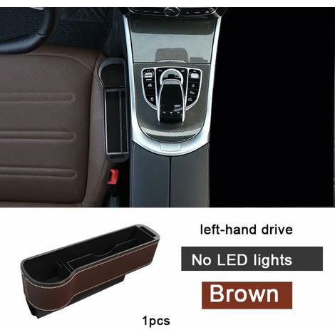 (1 pièce marron restante) Boîte de rangement étanche pour siège auto avec porte-gobelet et éclairage LED d'ambiance. (1/5)