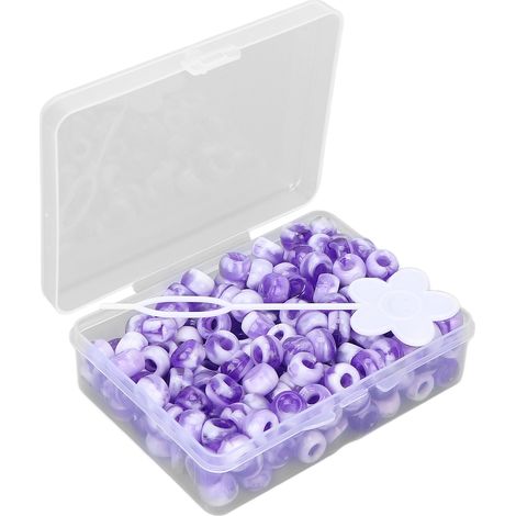 Perles à cheveux 200 pièces acrylique violet, couleurs mélangées fantaisie, perles de coiffure DIY pour accessoires cheveux (1/5)