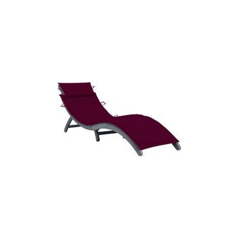 Chaise longue avec coussin Gris Bois d'acacia solide (1/5)