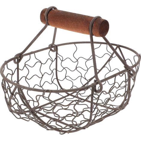 Praktischer Aufbewahrungskorb aus Metall, Drahtkorb zum Sammeln, Brotkorb, rustikale Obstschale-18X13X12CM-Black (1/3)
