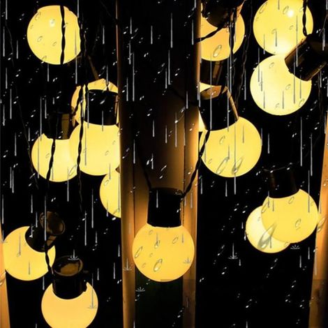 Guirlete solaire LED avec ampoules globe féeriques pour Noël,mariages,extérieur,fêtes,jardins,patios-5M 10Bulbs-Clear froid Blanc (1/4)