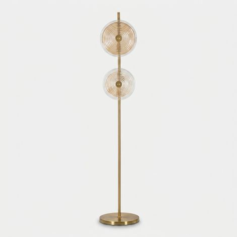 Lampadaire Venise métal doré 2 lumières design élégant (1/5)