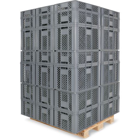 BRB 78 Stück Stapelkörbe/Bäckerkästen in 5 Größen, Grundmaß LxB 600x400 mm, H 90 mm, 150 mm, 240 mm, 320 mm, 410 mm, Farbe grau