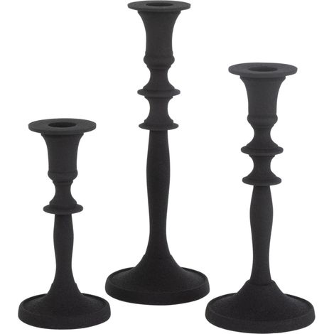 Set de 3 bougeoir classique en aluminium noir Icka - Lot de 3 (1/2)