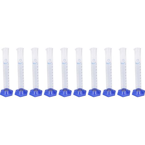 Lot de 10 éprouvettes graduées en verre 100ml, grande capacité, échelle transparente, kit pour expériences en laboratoire (1/5)
