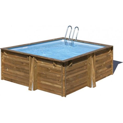 GRE 790205 - piscine en bois de places SUNBAY Carra 305x305x119cm escalier Ext Bois Int Inox filtre à sable 4m 3/h sable