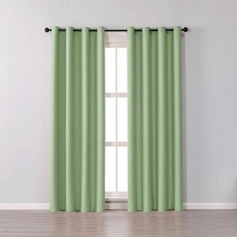 (Grün) 2er-Set Thermovorhänge mit Ösen, blickdicht, fürs Schlafzimmer, 100 x 200 cm, Grün (1/4)